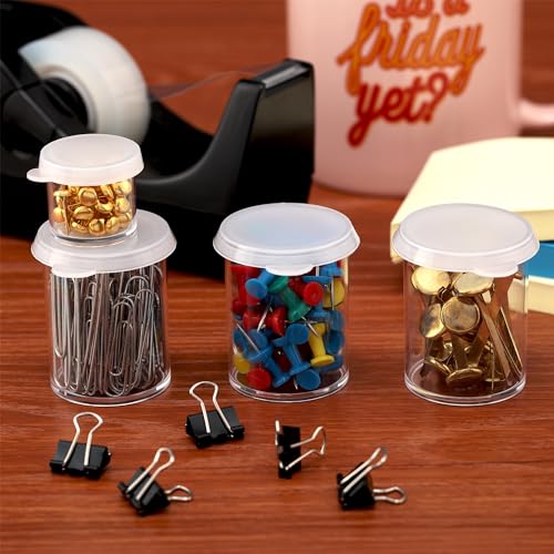 Creative Mark Assorted Pack of 14 Storage Cups - 8 Small 10 ml & 6 Large 45 ml Durable Clear Plastic Paint Containers with Lids for Artists, Students, Professionals