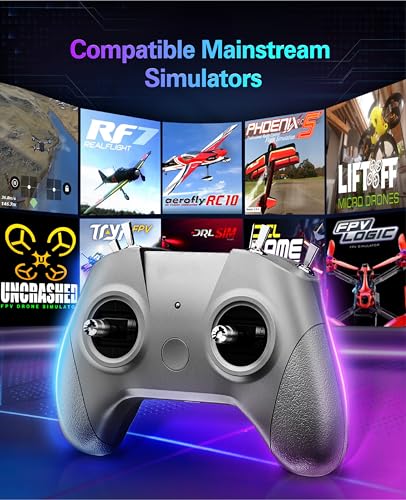 C8 ELRS V3 2.4GHz 8CH RC Radio Transmitter and Nano Receiver CR8 for FPV Drones/Tiny Whoop/Fixed Wing,FPV Drone Simulator Controller for Beginner,Mode 2 (C8 ELRS Controller & 2pcs Receiver)