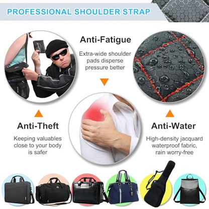 Anti-Theft Shoulder Bag Strap with RFID-Blocking Pockets - 170 Lbs - color: Gray