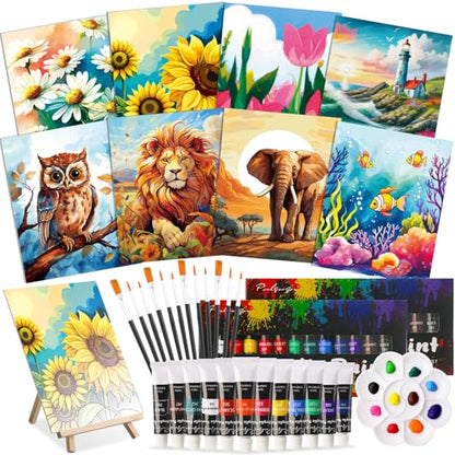 Cholemy 36 Pcs Paint and Sip Kit Gift for Adults 8''x10'',Plants Animals - style: Plants Animals