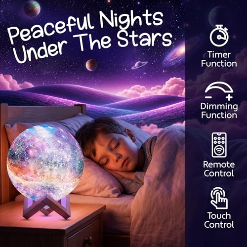 Mind-Glowing Galaxy Moon Lamp, 16 Colors, Touch/Remote Control (7.1 inch) - color: Galaxy, size: 7.1 Inch