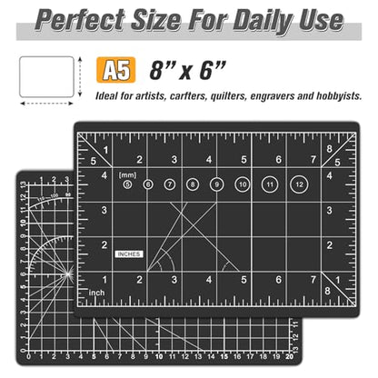 DIYSELF 1 Pcs Craft Knife Hobby Knife with 11 Pcs Stainless Steel Blades Kit and Black Cutting Mat 6in×8in (Red)