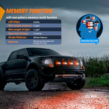 Nilight 4PCS LED Strobe Lights 12V 24V Sync Feature Red White - color: Red White w/Controller