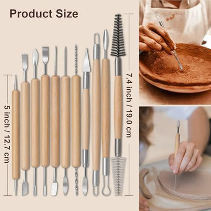 Amrules 31 Pcs Polymer Clay Sculpting Tools Kit for Adults, Light Yellow - color: Lightyellow-31Pcs