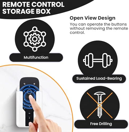 Universal Remote Control Holders Wall Mount AC Fan Media Player TV Controller Rack Stand, Self Adhesive Storage Box Case Organizer, Easy Manipulate Clicker for Home Office School White - color: white