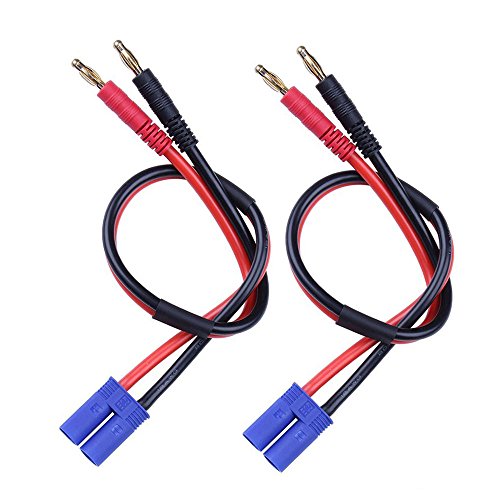 FLY RC 2pcs EC5 Male Connector to 4.0mm Banana Male Plug Lipo Battery Balance Charging Cable 30cm Silicone Wire Charger Cable Adapter for RC Helicopter Vehicle Toys - style: EC5 charging cable