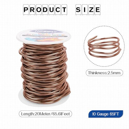 10 Gauge Aluminum Craft Wire for Jewelry Making-Bronze 65 feet - color: Bronze, size: 10Gauge 65FT