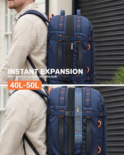 Tolaccea Travel Backpack 40-50L, 16" Laptop Carry On Duffle for Travel Work - color: Blue