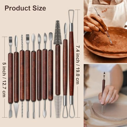 Amrules 43 Pcs Polymer Clay Sculpting Tools Kit for Adults, Red - color: Red-43Pcs