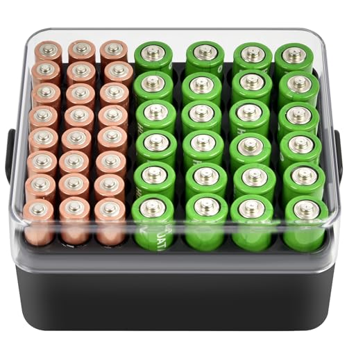 ALCYON Battery Organizer Case, Battery Vault Box for 48pcs AA AAA Batteries - color: Black, size: Medium 48+AA AAA