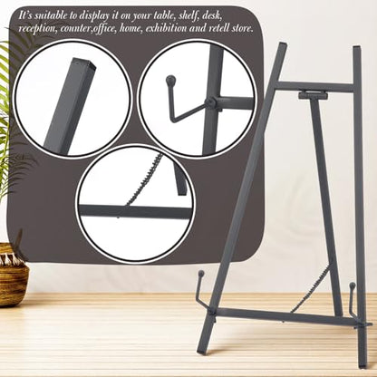 Leinuosen 1 Pcs Metal Tabletop Easel Stand, Tripod Display,Grey - color: Grey
