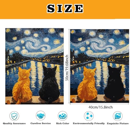 Van Gogh Black Cat Paint by Numbers Kit for Adults Beginner (Without Frame) - color: YH03834