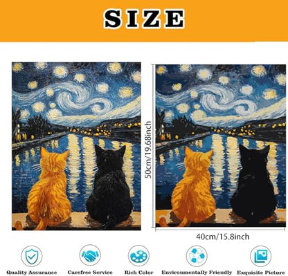 Van Gogh Black Cat Paint by Numbers Kit for Adults Beginner (Without Frame) - color: YH03834