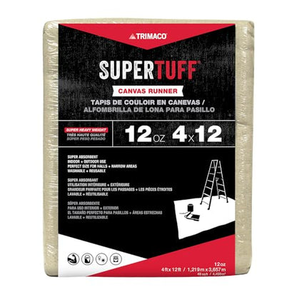 Trimaco SuperTuff 12 oz Thick Premium Weight Canvas Drop Cloth, 4-feet x 12-feet - size: 4' X 12'