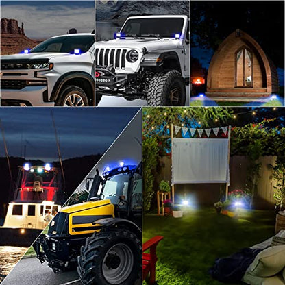 Blue Strobe LED Lights for UTV Pickup Van Boat Tractor Trailer Golf - color: Blue Side Shooter Lights