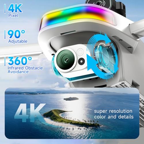 4K Drone with Camera for Adults & Beginners, 5.5" HD Touchscreen Remote, 30-Min Flight, Brushless Motor, Smart Obstacle Avoidance, One-Key Return, Foldable RC Drone Under 260g
