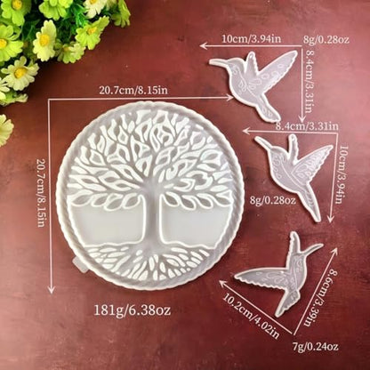Tree of Life Hummingbird Wall Hanging Epoxy Resin Silicone Mold5918+7072