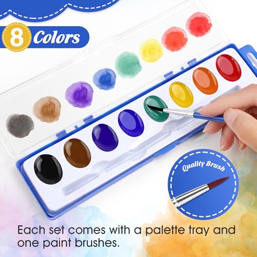 48 Pack Watercolor Paint Set Bulk for Kids, 8 Colors Washable Water Colors