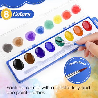 48 Pack Watercolor Paint Set Bulk for Kids, 8 Colors Washable Water Colors