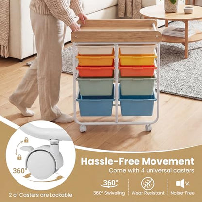 DREAMADE Rolling Storage Cart, 10-Drawer Utility Cart w/Tabletop, Rainbow - color: Rainbow