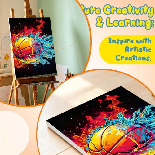 Basketball Paint by Numbers Kit for Kids with Framed Canvas - Wooden Easel - color: BKH2205