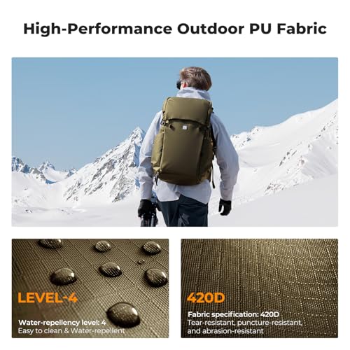 K&F CONCEPT Camera Backpack, 30L Large Capacity Camera Bag - color: Khaki, size: Large