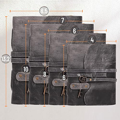 LEATHER VILLAGE Leather Notebook Key Lock, Slate Grey 8x6. - color: Grey, size: 8"X6"