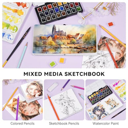 Lightwish Square Watercolor Journal,100% Cotton 24 Sheets Hot Press - color: Grey