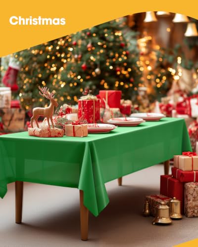 Niuara Green Plastic Table Cloth Disposable, 4 Pack, 54 x 108 in - color: Green, size: 54" x 108" - 4 Packs