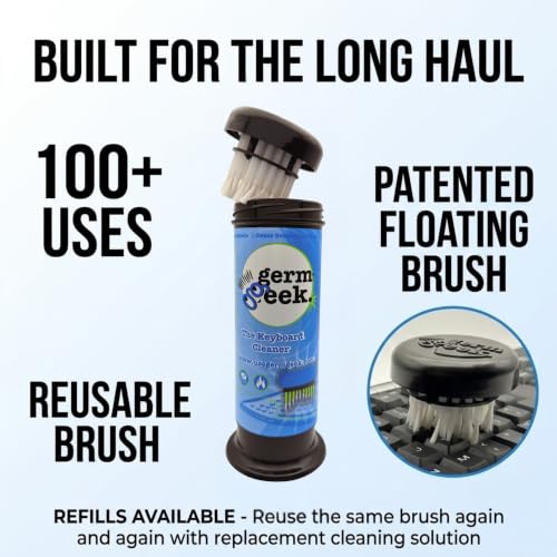 Germ Geek Keyboard & Electronics Cleaning Kit | Patented Precision Brush | Multi-Purpose Tool for Laptop Phone & AirPods | USA-Made, Eco-Friendly & Safe Computer Cleaner - size: 1