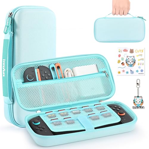 innoAura Switch 2 Carrying Case for NS Switch 2 (2025), with 9 Game Card Slots, Protective Travel Storage Case, Cute Pendant and Sticker, Blue - color: Blue, size: for Switch 2 (2025)