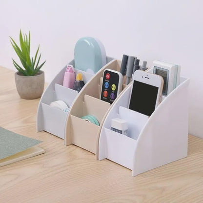 3 Grid Remote Control Box Cosmetics Desktop Storage Case Stand Holder Home Office Stationery Phone Organizer (B)