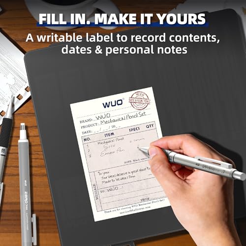 WUO 0.7 mm Mechanical Pencil Set with Eraser Pen Storage Case, 6 PCS - color: Black 5 - 0.7mm (6 Pack)