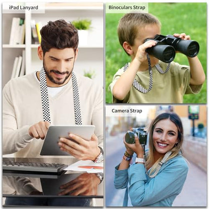 FIEIL 3 Pack Adjustable iPad Strap, Nylon Camera Strap, Comfortable Shoulder Strap for iPad Case, Cellphone Tablet, Camera, Laptop, Binocular, Luggage Bag(Black and White Checkered) - color: Black and White Checkered