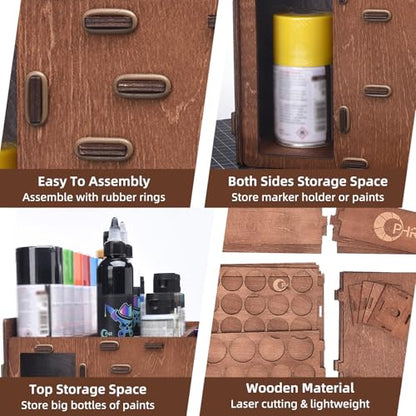 OPHIR Paint Organizer Rack, Wooden Paint Holder with 48 Holes & 4 Drawers