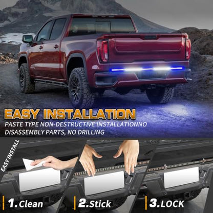 XRIDONSEN 60 inch Blue White Emergency Lights Strip 360 LED Tailgate Lights - color: Blue/White