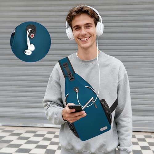 MOSISO Small Sling Bag for Men, Crossbody Shoulder Chest Daypack Bag - color: Deep Teal