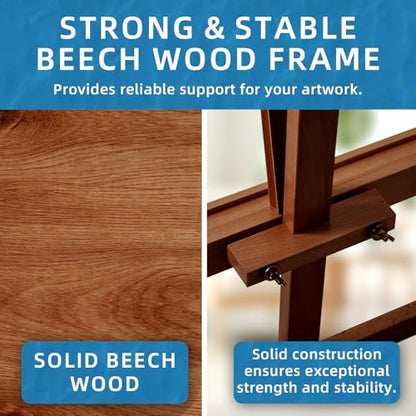 Falling in Art H-Frame Studio Easel with Storage Drawer, Walnut - style: Walnut