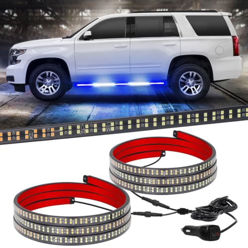 XRIDONSEN 2PCS 60 inch Blue White Emergency Lights Running Board Lights - color: Blue/White