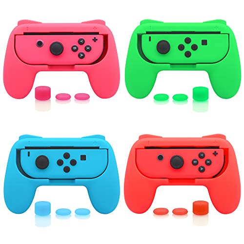 FASTSNAIL Switch Controller Grips for Nintendo Switch for JoyCons - 4 Packs - color: Green, Pink, Blue, Red, size: Switch 1 6.3inch