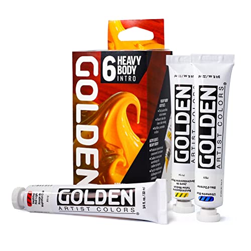 GOLDEN Heavy Body Acrylics Intro Set, 6 x 22 ml Tubes