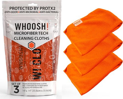 WHOOSH! Microfiber Glasses & Screen Cleaning Cloth, 3 Pack, 14x14, Orange - size: 3 Count (Pack of 1)