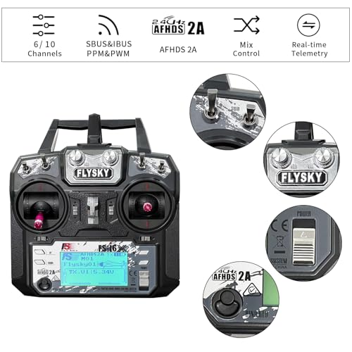Flysky 10CH RC Transmitter Combo, 2.4G Radio Mode 2 (FS-I6X + iA10B) - size: i6X+iA10B