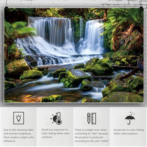 Jungle Waterfall Backdrop 6x4ft Nature Scenery Photography Background - color: Style 3, size: 6ftx4ft