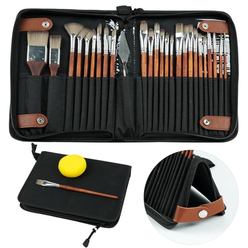 26Pcs Paint Brush Set for Acrylic Painting & Watercolor Brushes