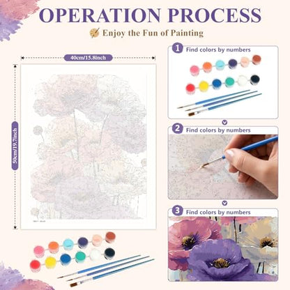 Paint by Numbers for Adults, Flower DIY Oil Painting Kit 16x20 Inch - color: PB471-1
