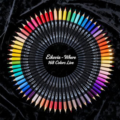 168 Colors Dual Brush Art Pens with Coloring Pages