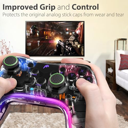 Fosmon Performance Gaming Controller Thumb Grip Joystick Cap, Green, 2 Pair - color: Black & Green (Set of 4)