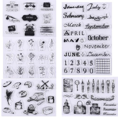 352 Pieces Acrylic Stamp Blocks Tools Set Include 339 Clear Stamp Blocks, 8 Pcs Colorful Craft Ink Pad 5 Pcs Clear Stamping Blocksfor Scrapbooking Card Making DIY