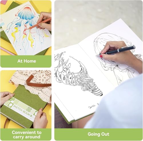 Arrtx Hardcover Sketch Book, 60 Sheets, 8.5 x 6.1 Inches - size: A5